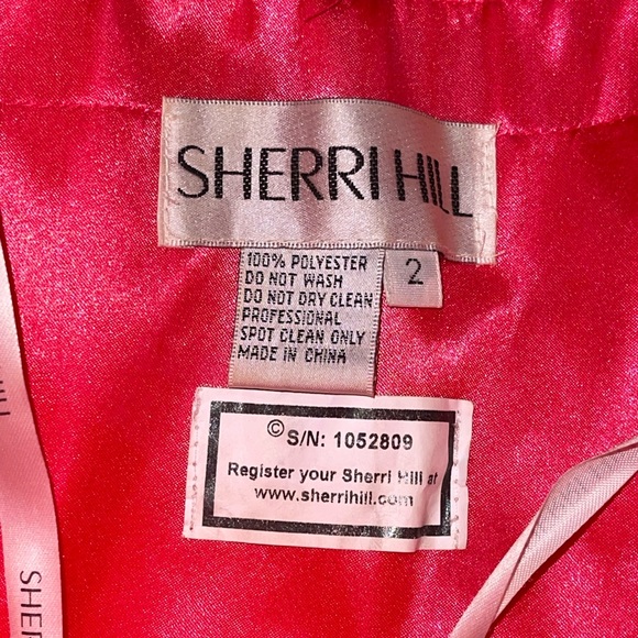 Sherri Hill Fuchsia Sequinned Bodice Ruffle Mini Dress Size 2 - Picture 7 of 9